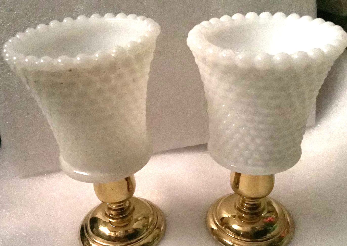 Homco Candle Holders Votive Cups Hobnail glass Art Pair MEGA “RARE” RETRO