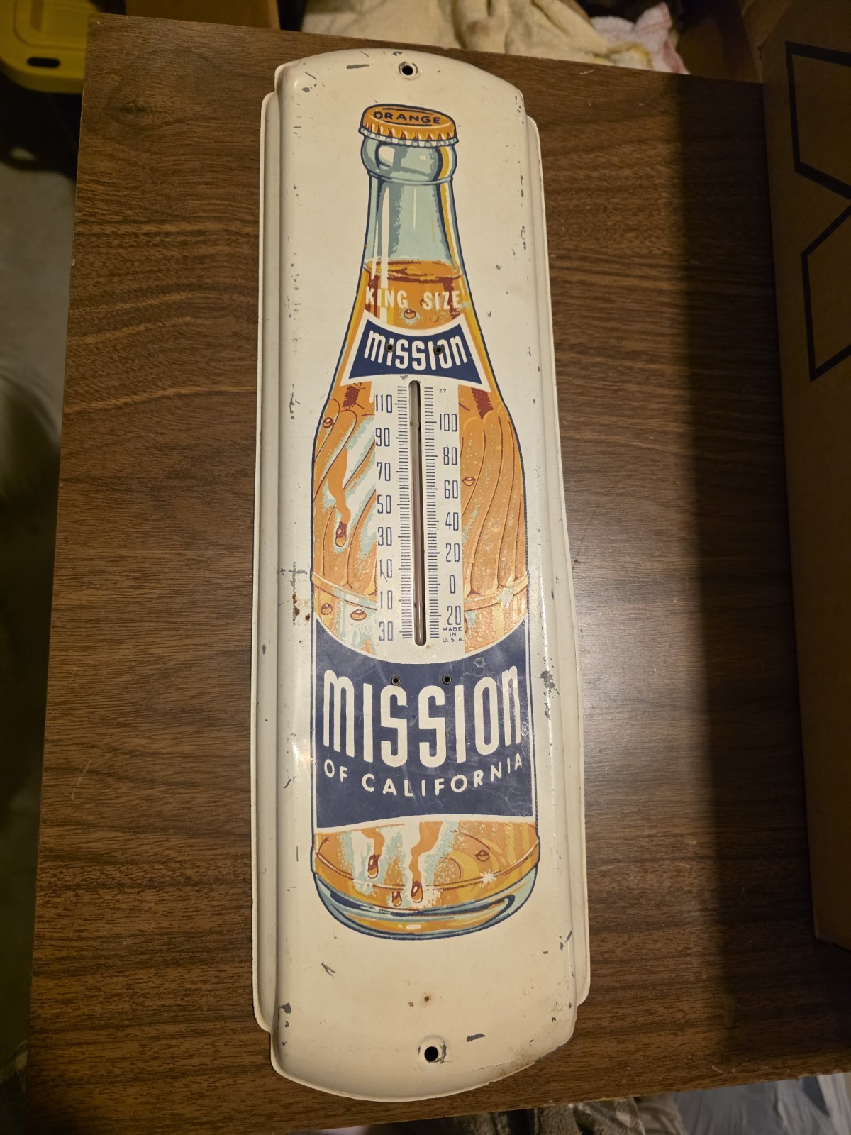 Vintage Mission of California Orange Soda Pop w Bottle Advertising Thermometer