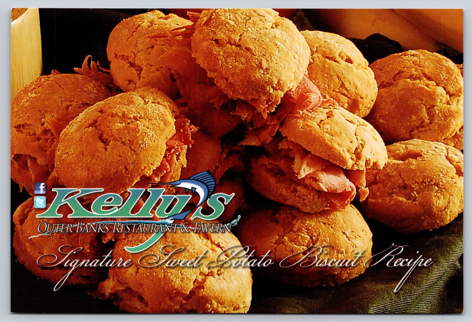 Postcard Kelly\'s Outer Banks Restaurant Tavern Nags Head NC Sweet Potato Biscuit