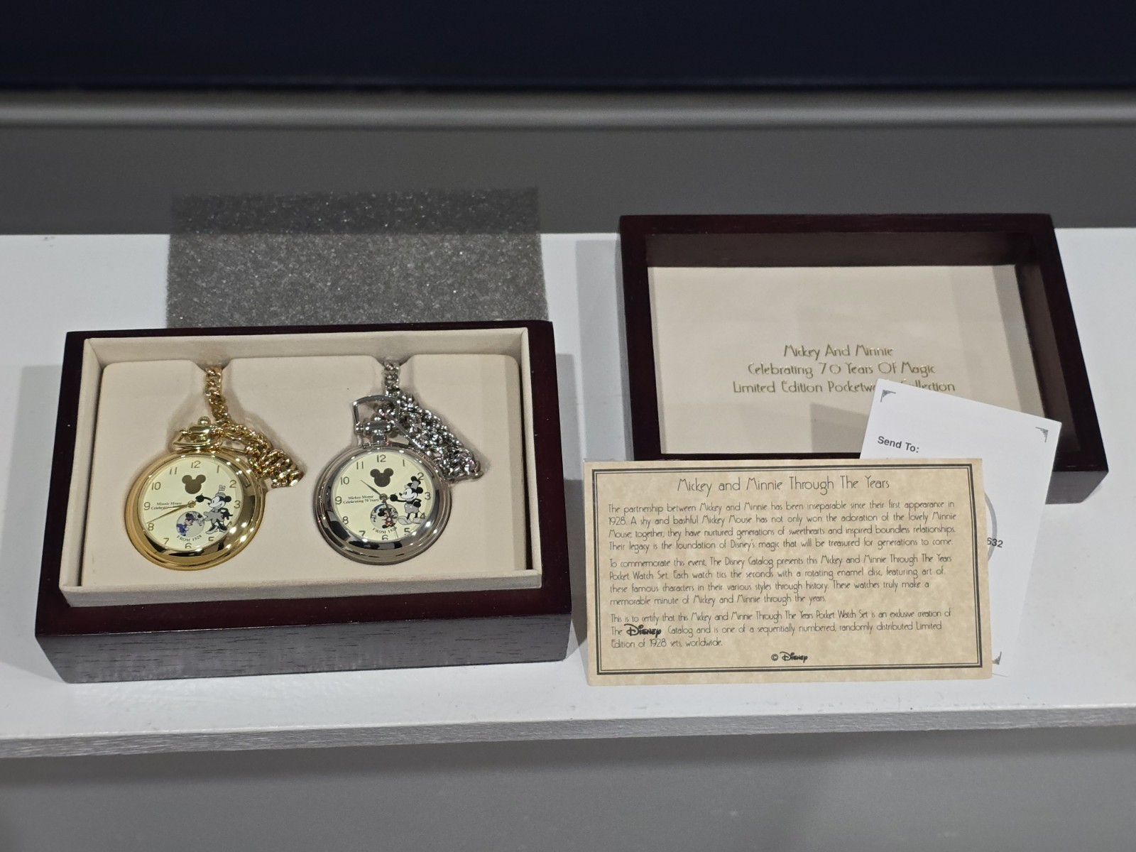 1998 Mickey & Minnie Through the Years Pocket Watch Set 70 Years Magic LE 