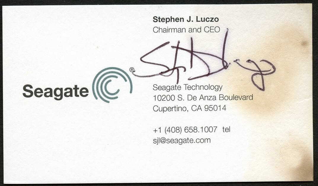 Stephen J. Luczo signed autograph CEO Seagate Technology Business Card BC061