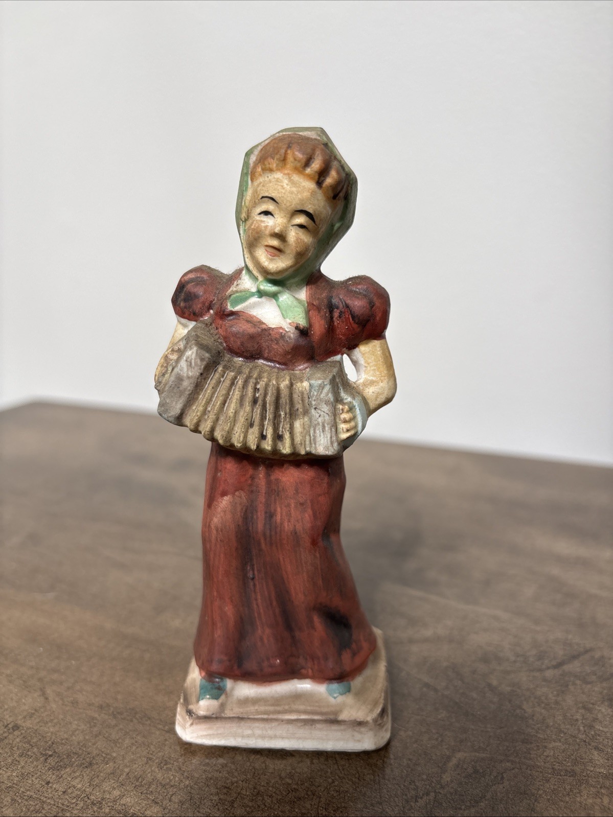 Vintage Figurine Woman Playing Accordion Made In Japan