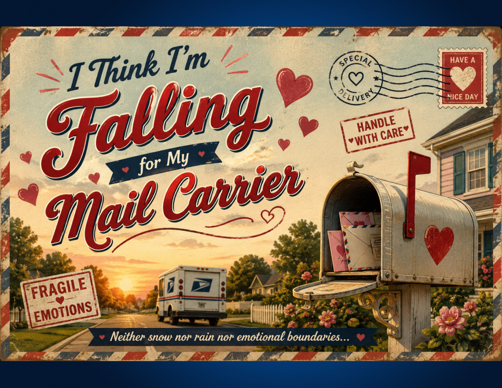 😂 Think I’m Falling for My Mail Carrier Prank Postcard – Funny Awkward Mailman
