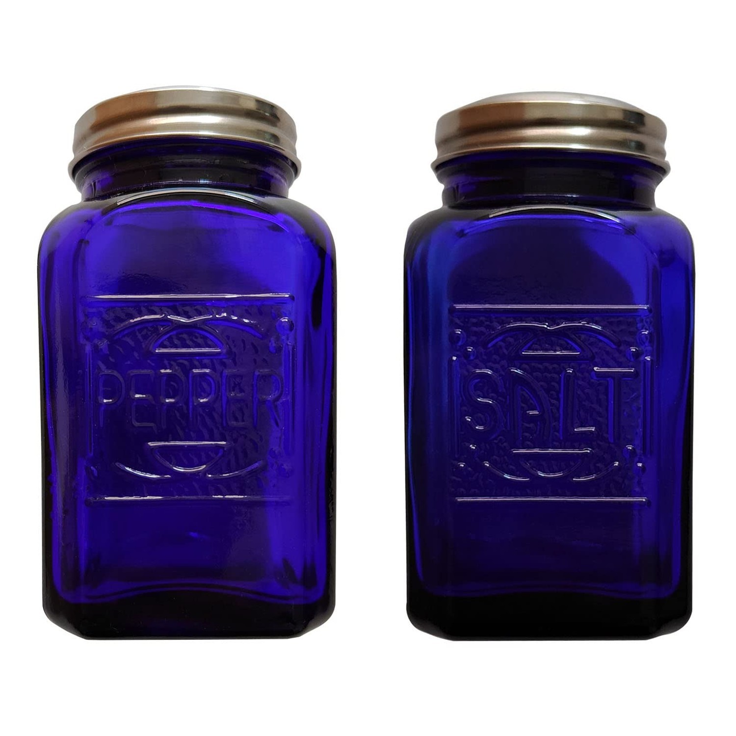 Depression Style Glass Salt and Pepper Shakers (Cobalt Blue) Cobalt Blue