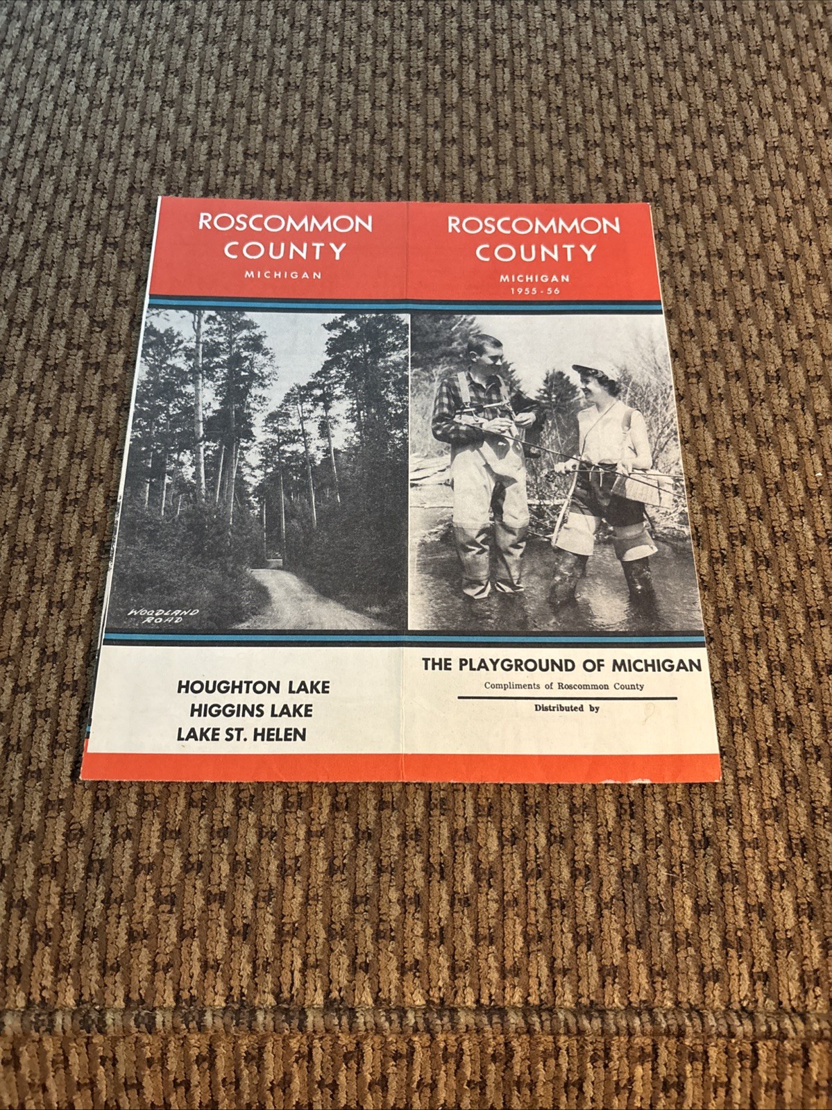 1955-56 Official Map/Brochure of Roscommon County Michigan The Playground Of MI
