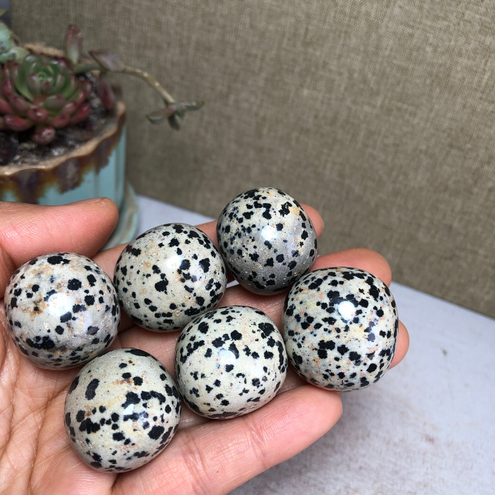 6pcs Natural Yellow spotted stone semi-precious Crystal specimens 143g A3582