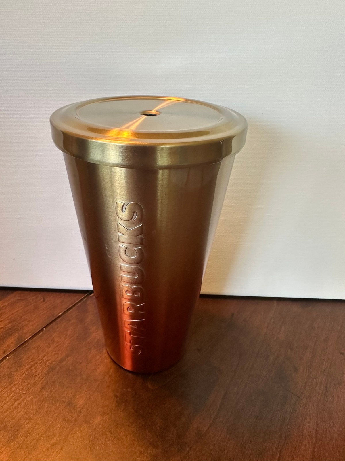 Starbucks Bronze/Orange Ombre Metal Tumbler Cup 16 Oz 2014 (NO STRAW)
