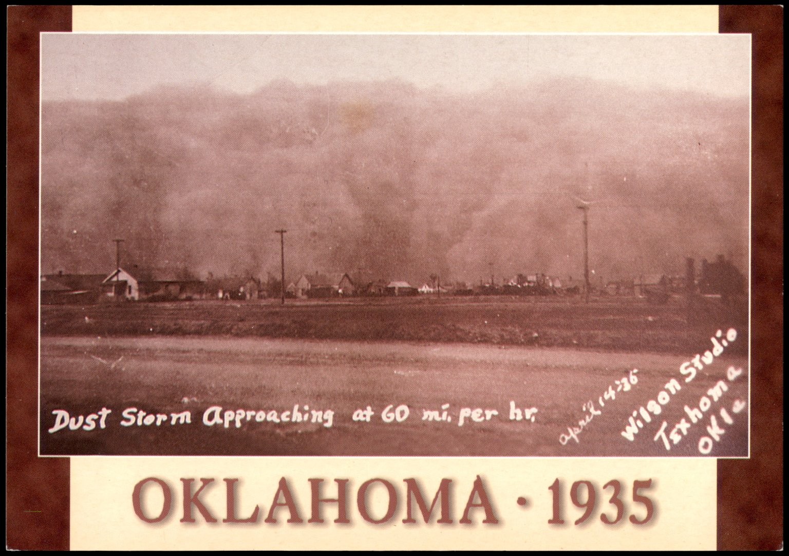 1935 Oklahoma Dust Storm Black Sunday Vintage Postcard Prairie