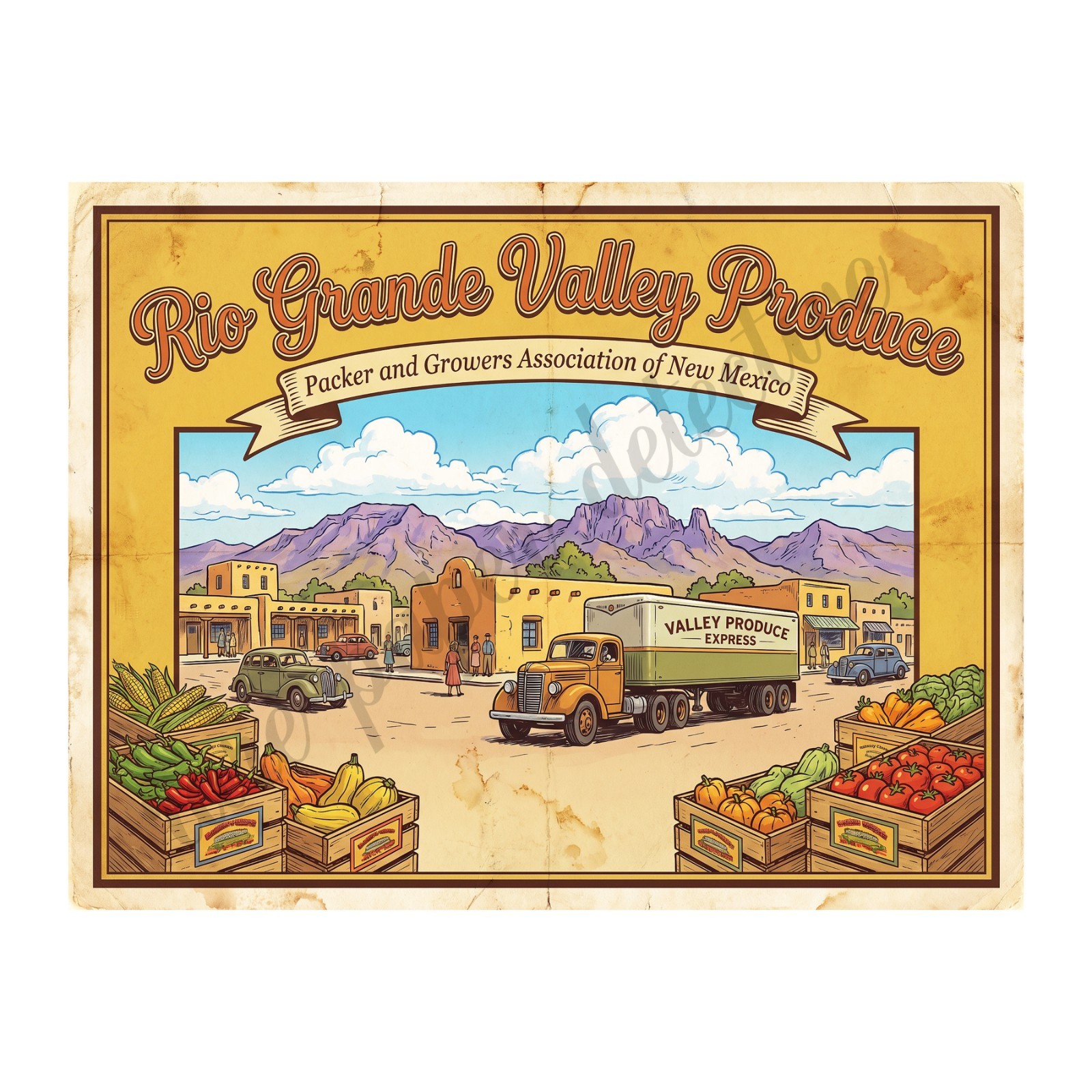 Rio Grande Valley Produce 1950s Retro Style Fruit Crate Label 8\