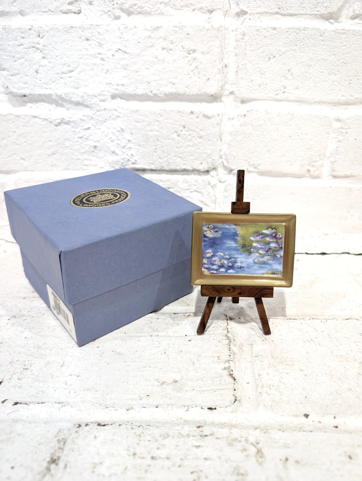 Atelier de Limoges French Water Lilies Miniature Framed Painting Box Easel