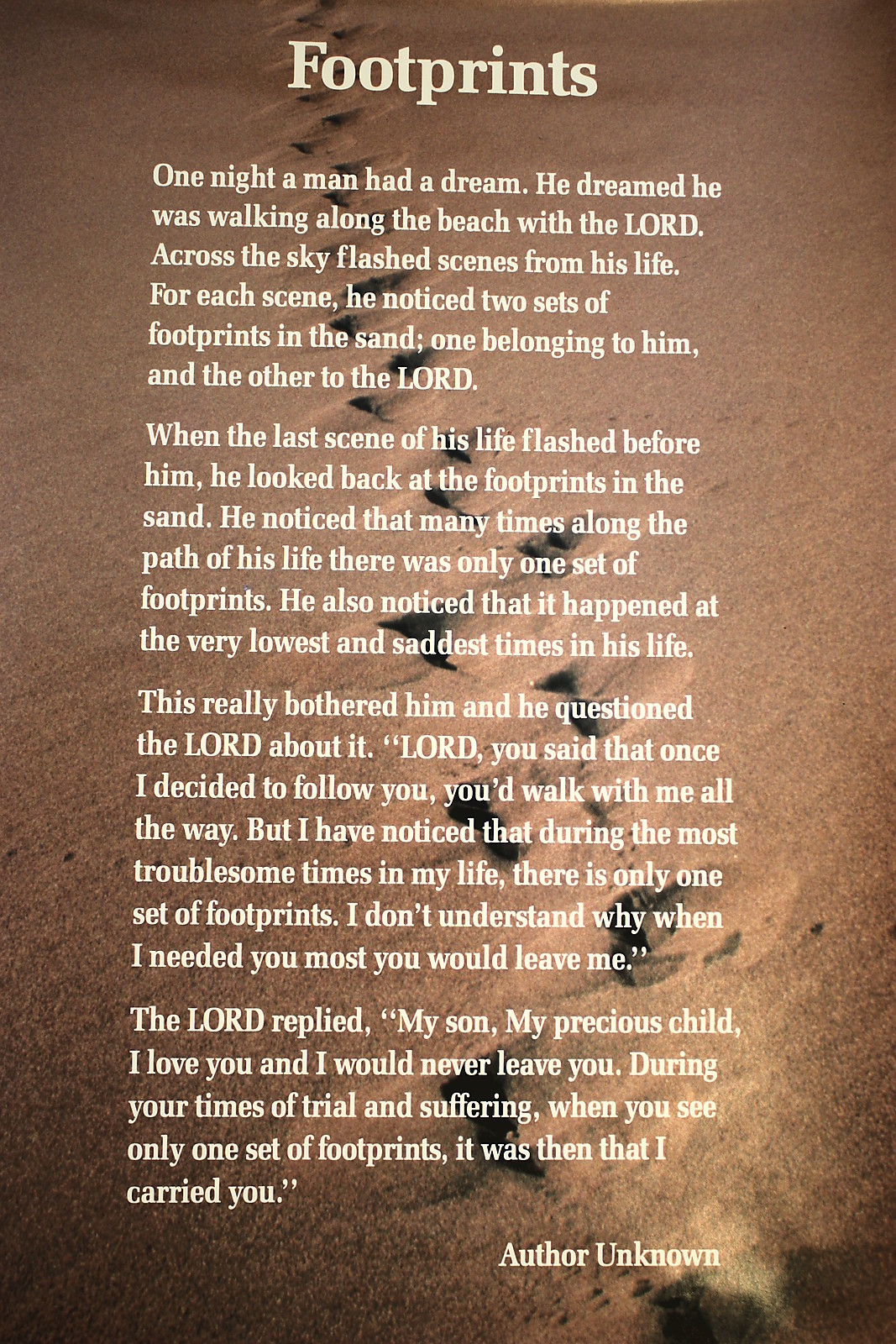 LOT of 3 NEW - FOOTPRINTS IN THE SAND POEM - LARGE POSTER SIZE - 23x15