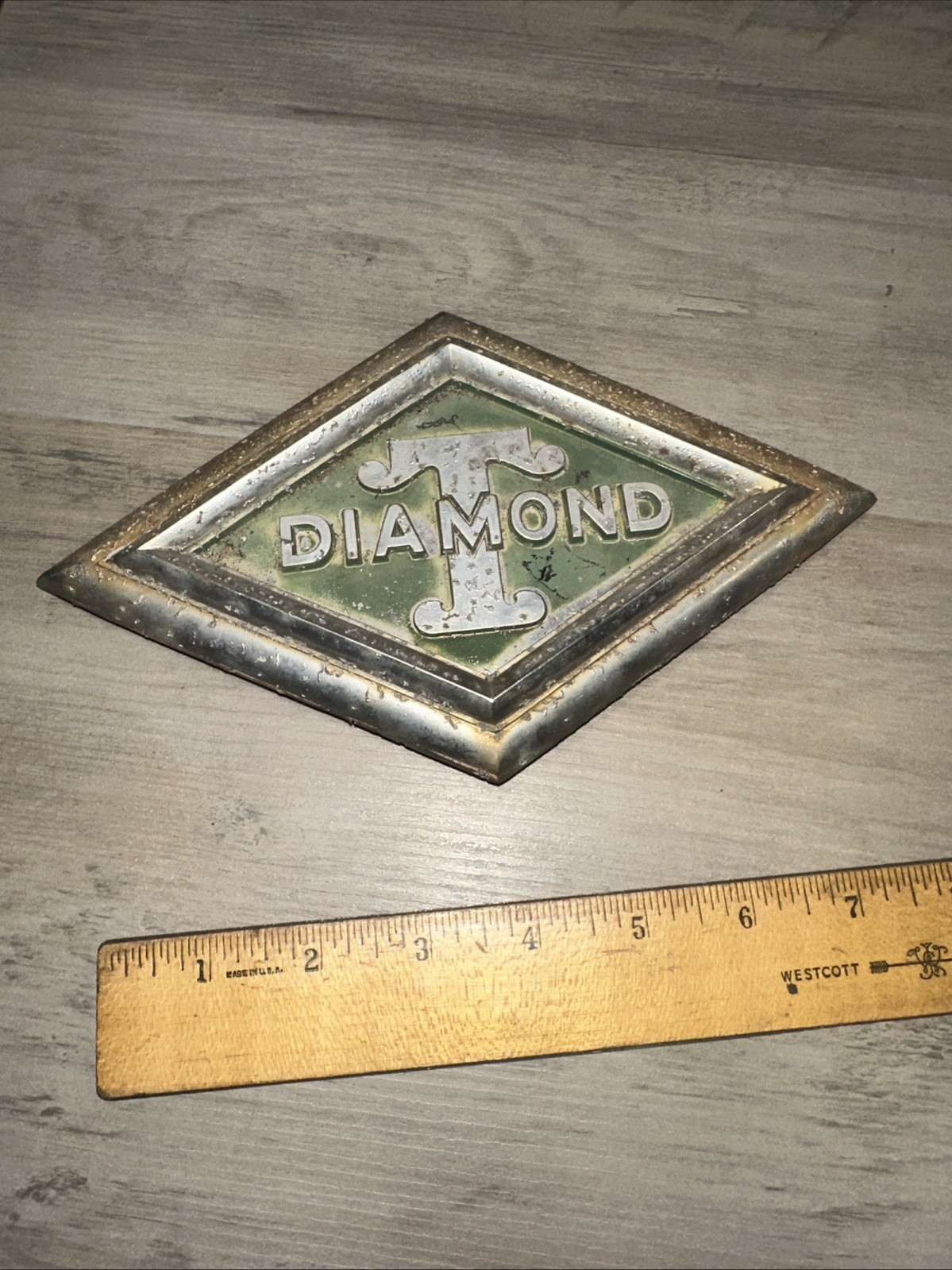 Vintage Authentic Diamond T Truck Emblem Badge 8.5” inch