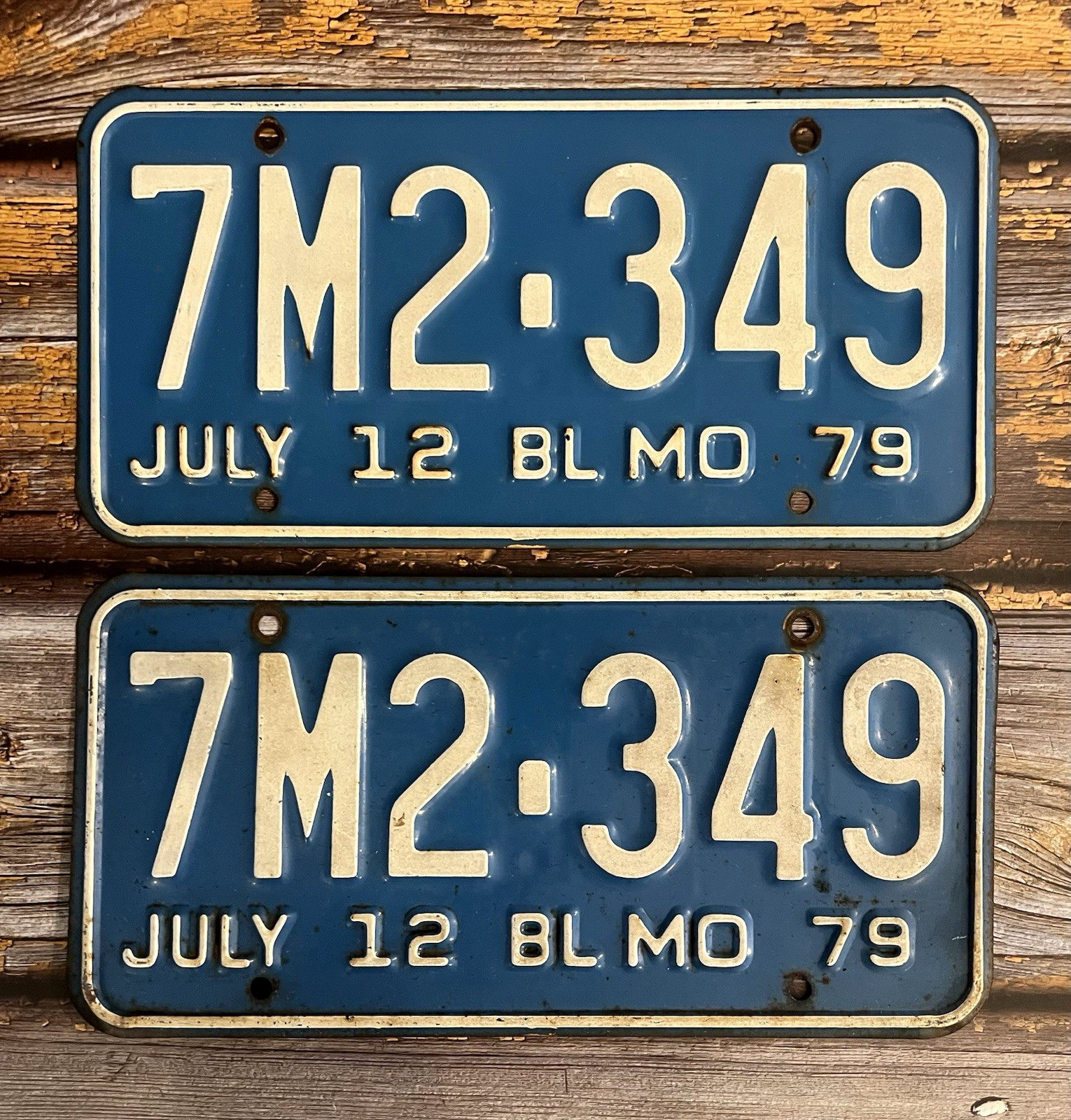 1979 Missouri TRUCK License Plate Matched Pair / Set 7M2-349