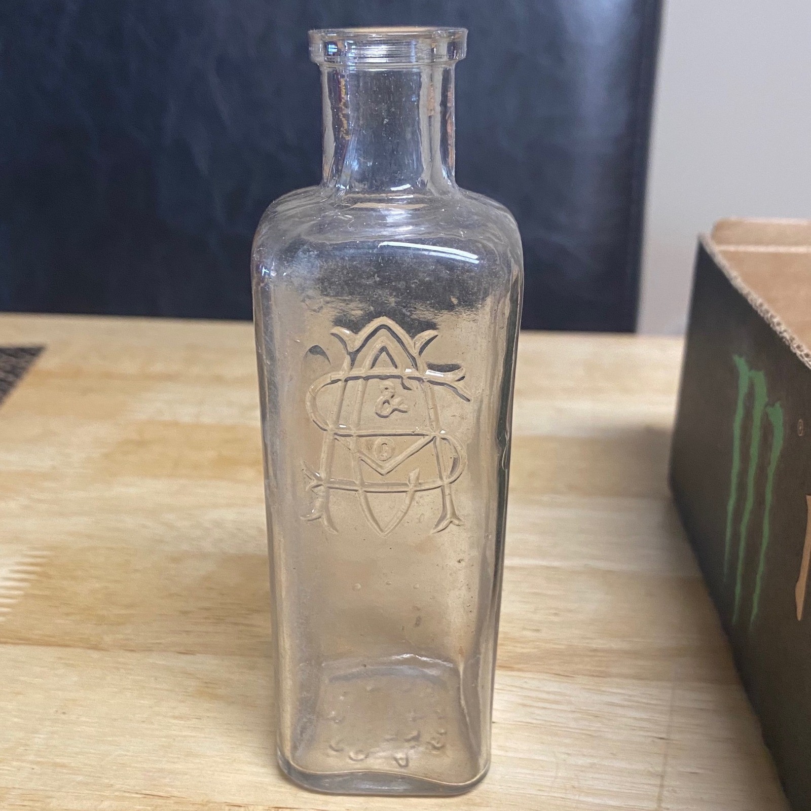 Antique A Schilling and Co Embossed Glass Bottle Vintage Extract Apothecary l