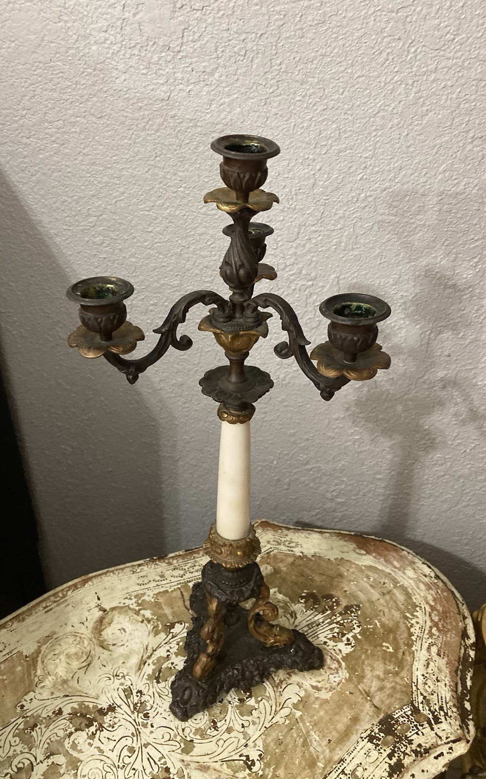 Single French Empire Style Candelabra. Antique Finish-Napoleon III Decorum Single French Empire Style Candelabra. Antique Finish-Napoleon III Decorum