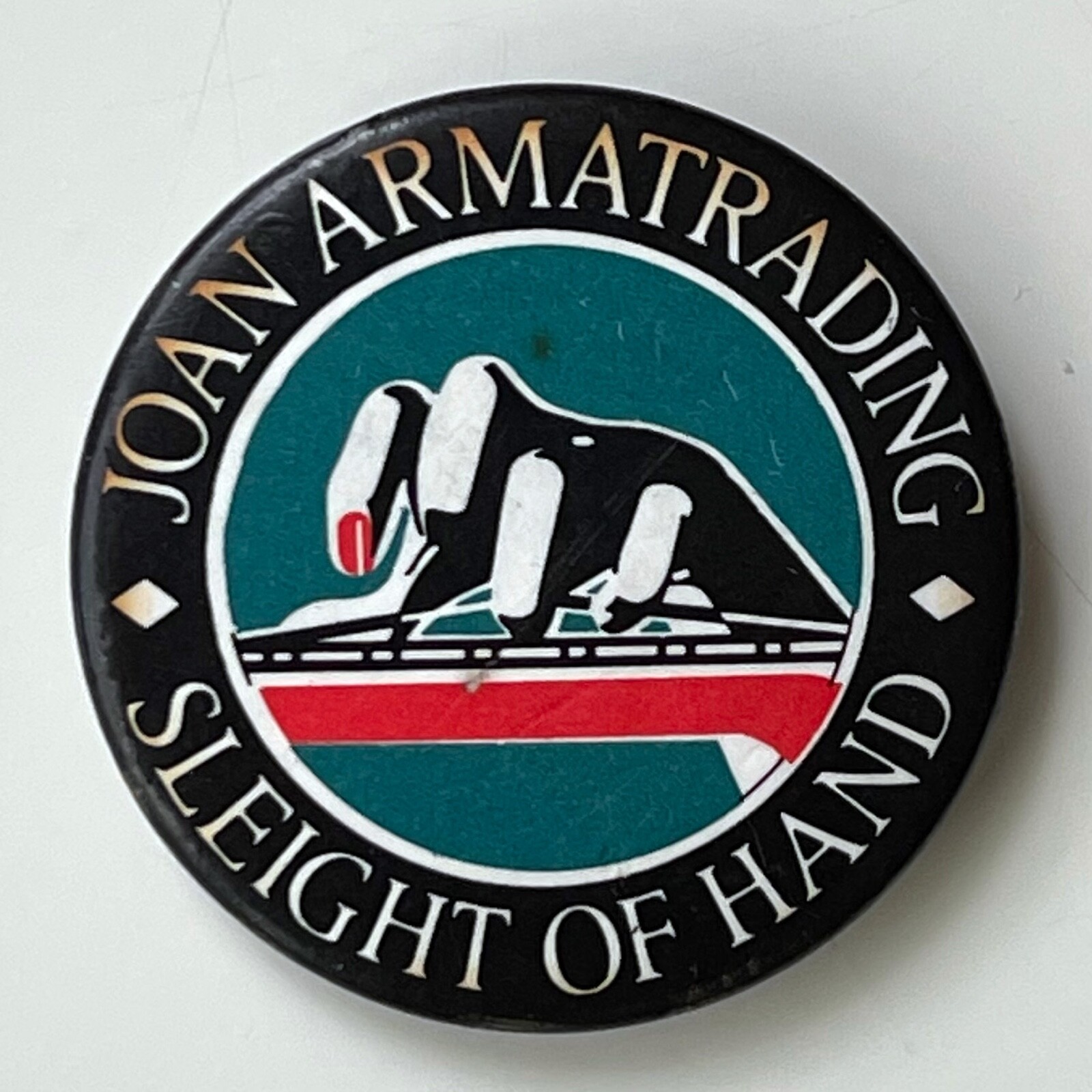 Vintage 1986 JOAN ARMATRADING pin A&M promo button Sleight Of Hand badge 1.25
