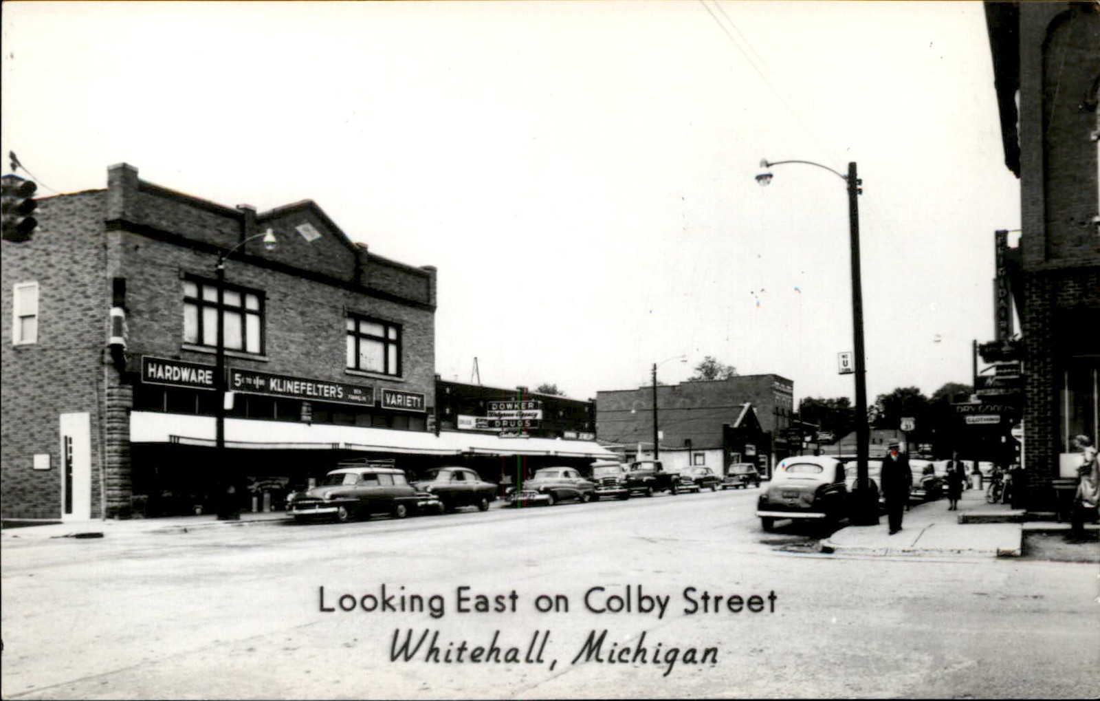 Whitehall MI Street Scene Bervin Johnson c1950s Real Photo Vintage Postcard