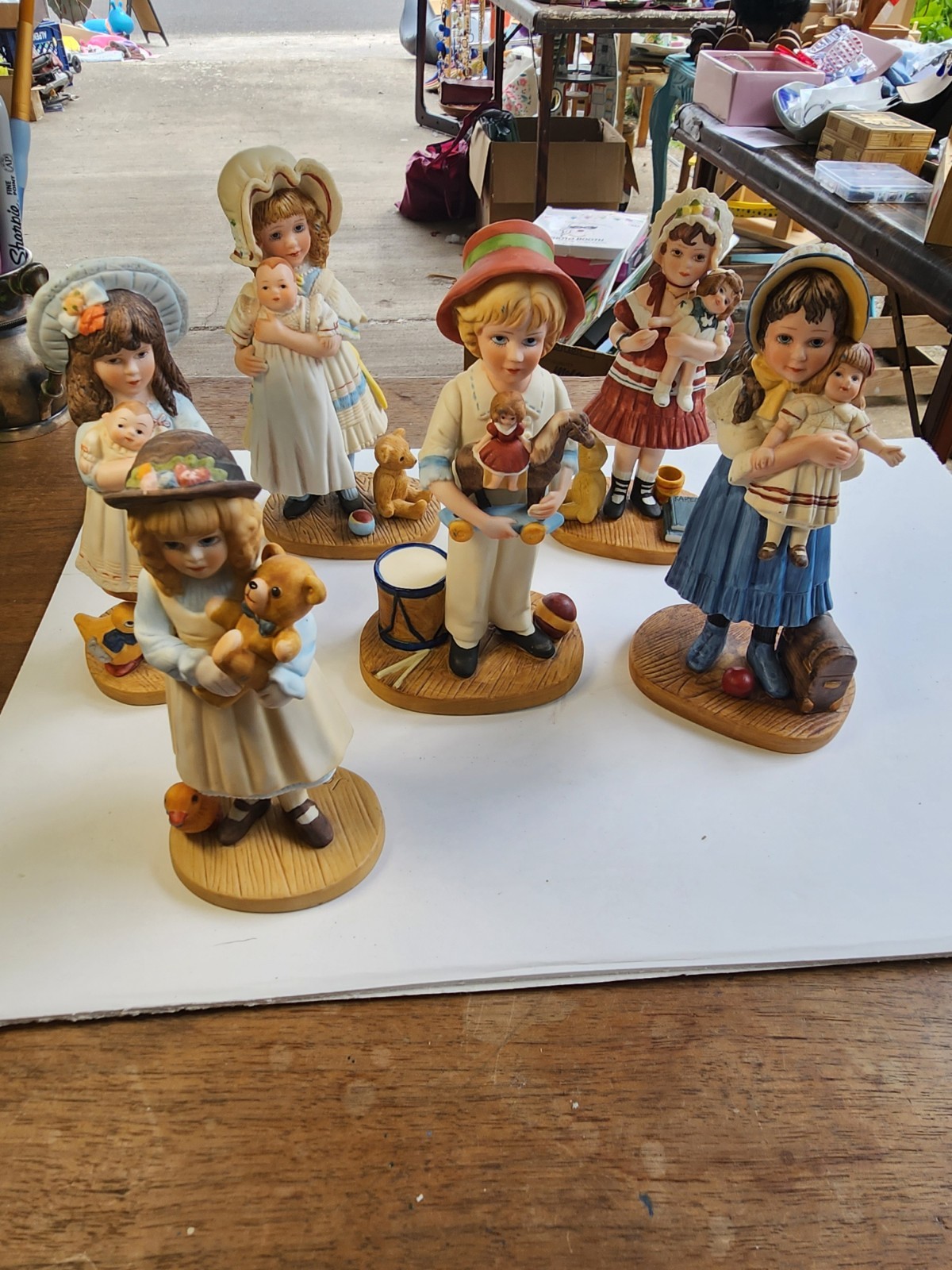 Lot of 6 Vintage Jan Hagara Figurines Royal Orleans Porcelain Victorian Kids.   