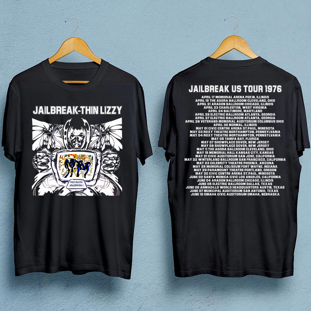 Thin Lizzy band 2 sides black T-shirt short sleeve All sizes XA190