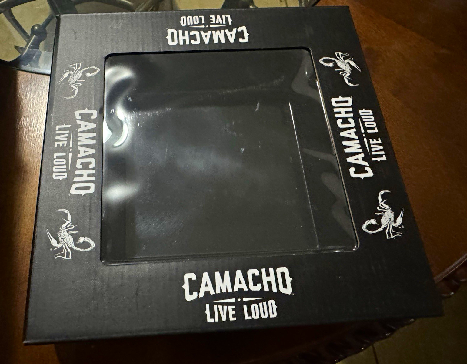 Camacho Live Loud Black Square Cigar Ashtray w/ Scorpion Logo