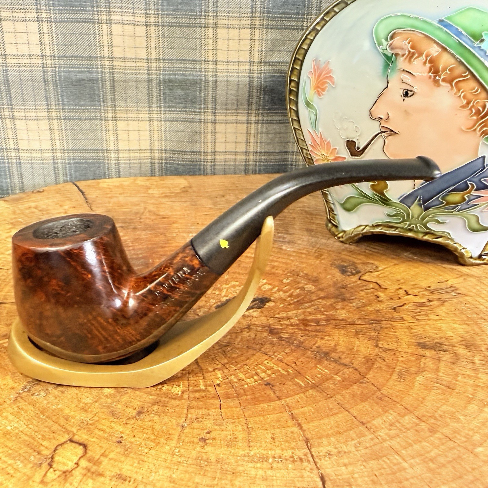 Grabow Bent Billiard - RIVIERA - Great Shape & Yellow Spade Estate Tobacco Pipe