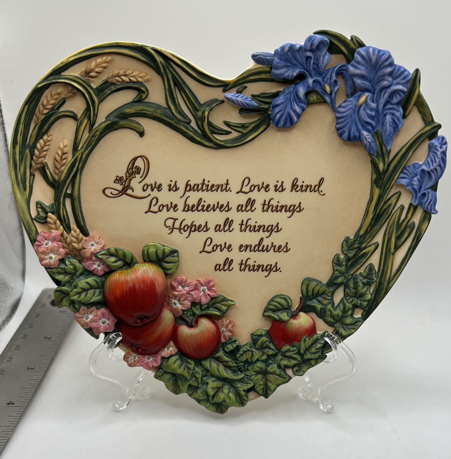 Vintage Bradford Exchange Love is Patient, Love is Kind Heart Hanging Plate Wall