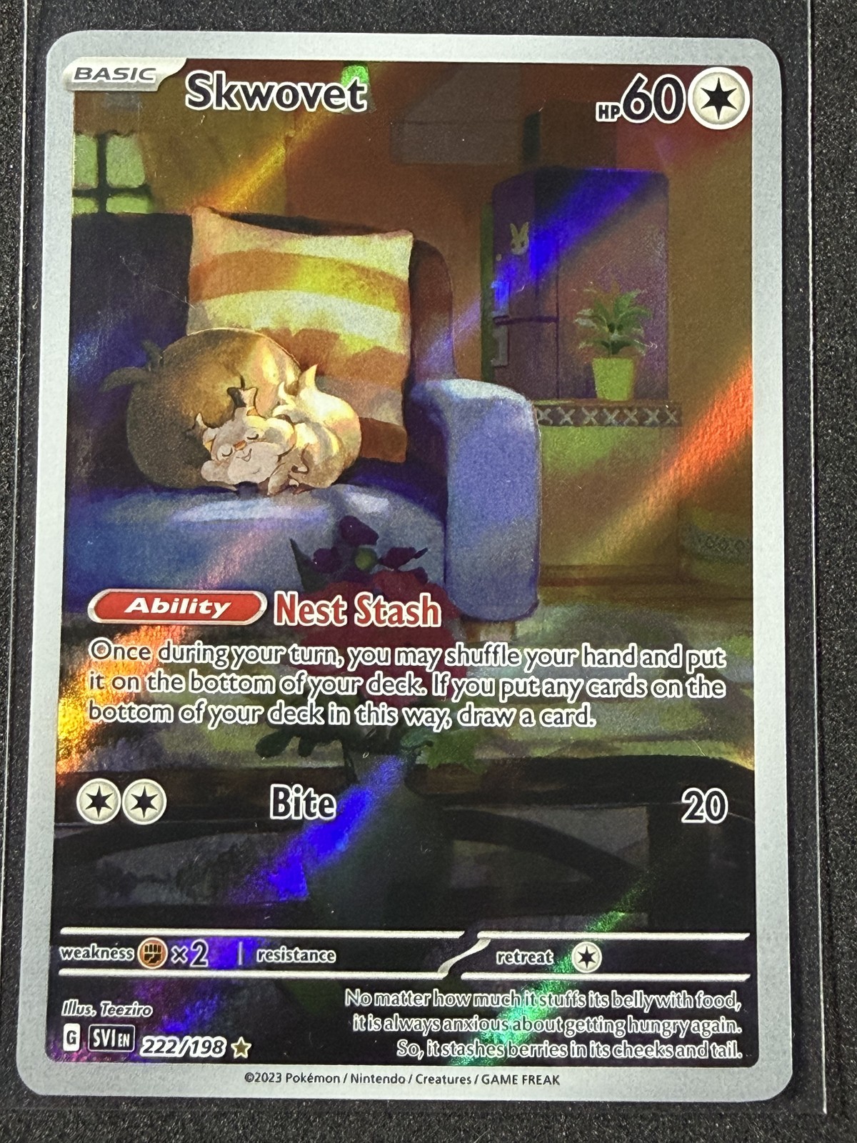 Skwovet 222/198 Illustration Rare Scarlet Violet Pokemon 2023 NM