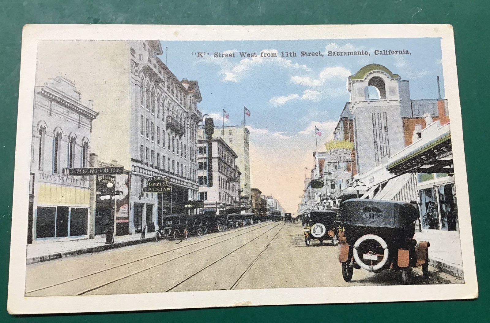 Early 1920\'s SACRAMENTO CA K STREET with vintage automobiles