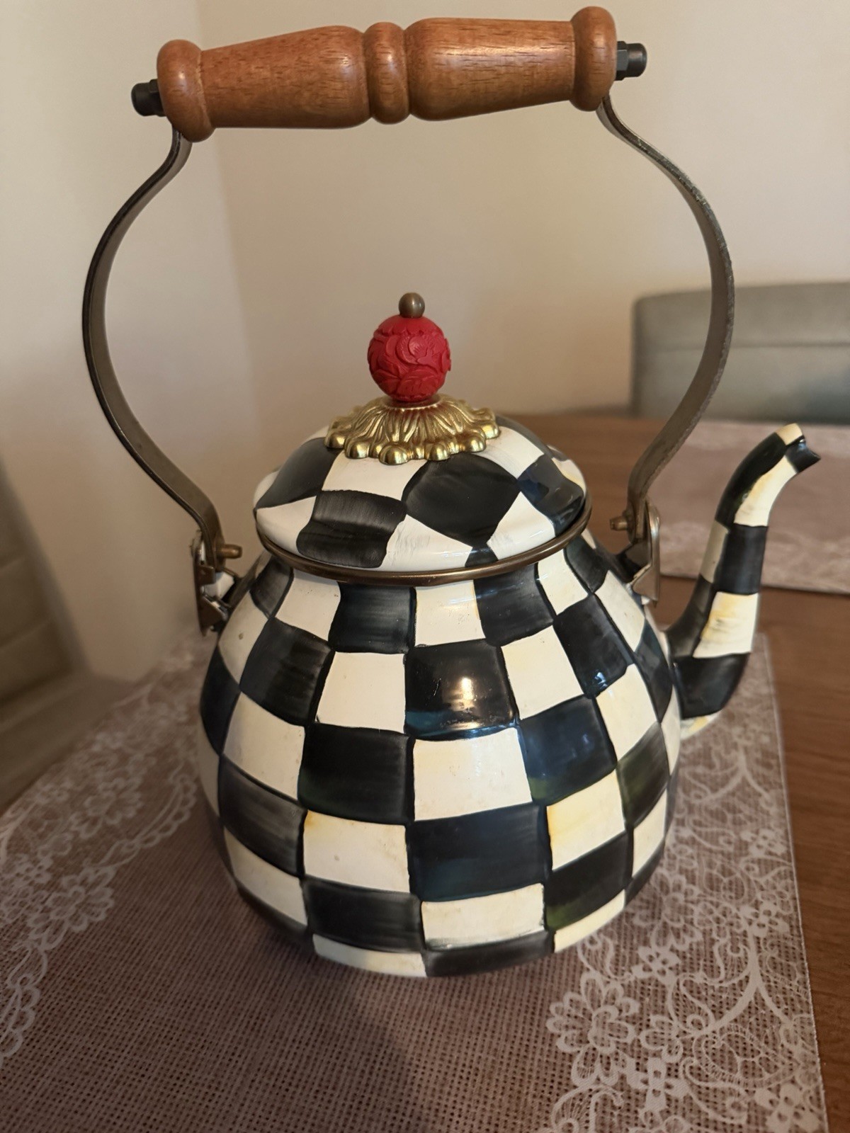 mackenzie childs teapot kettle 2qt