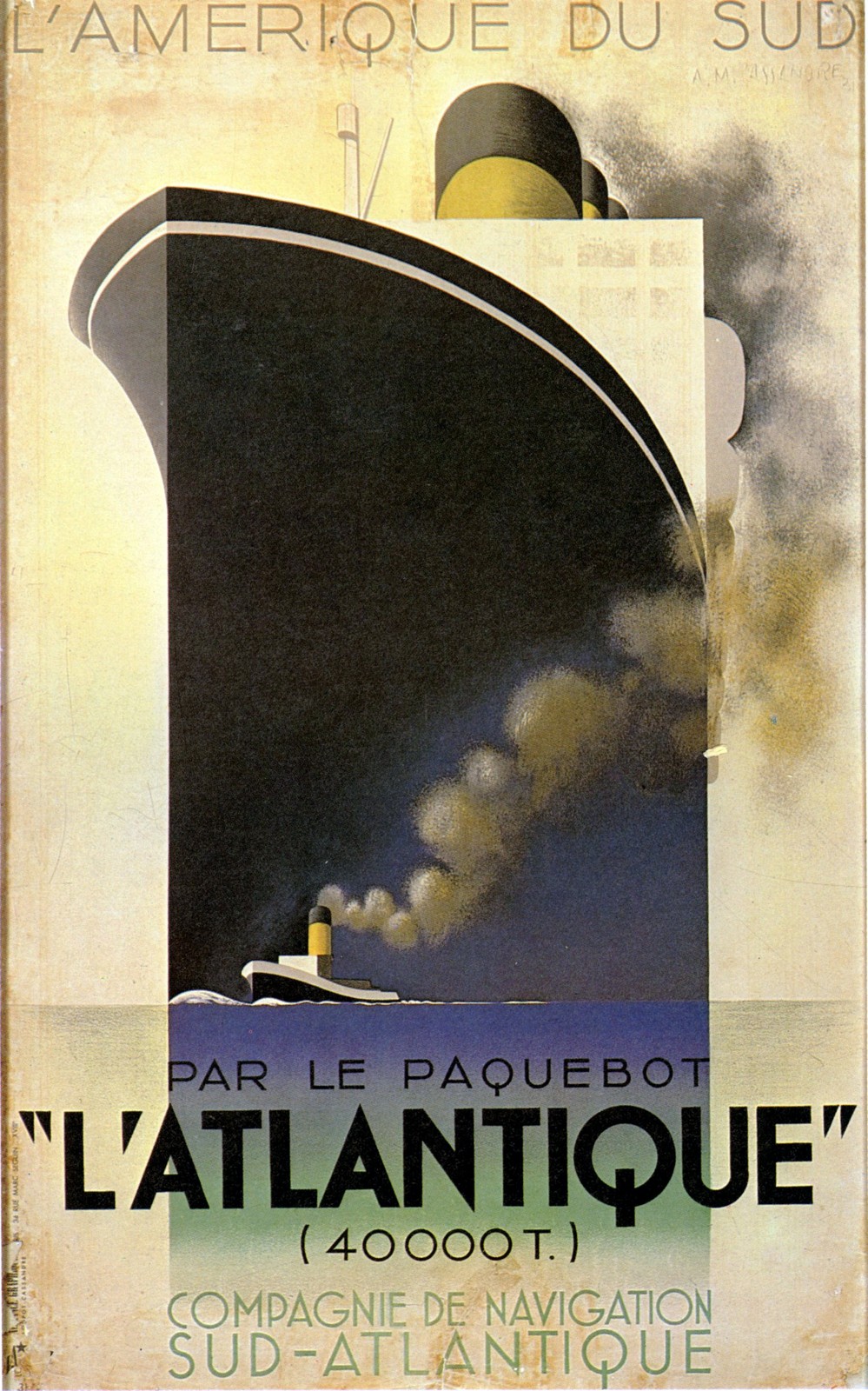Vintage 1930s 'L'Atlantique' Art Deco Poster by Cassandre 🌊 24x36”