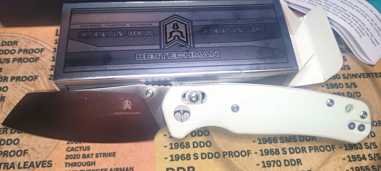 Bestechman Cicad\'s Wing BMK06L Pocketknife 10Cr15MoV Cleaver White G10