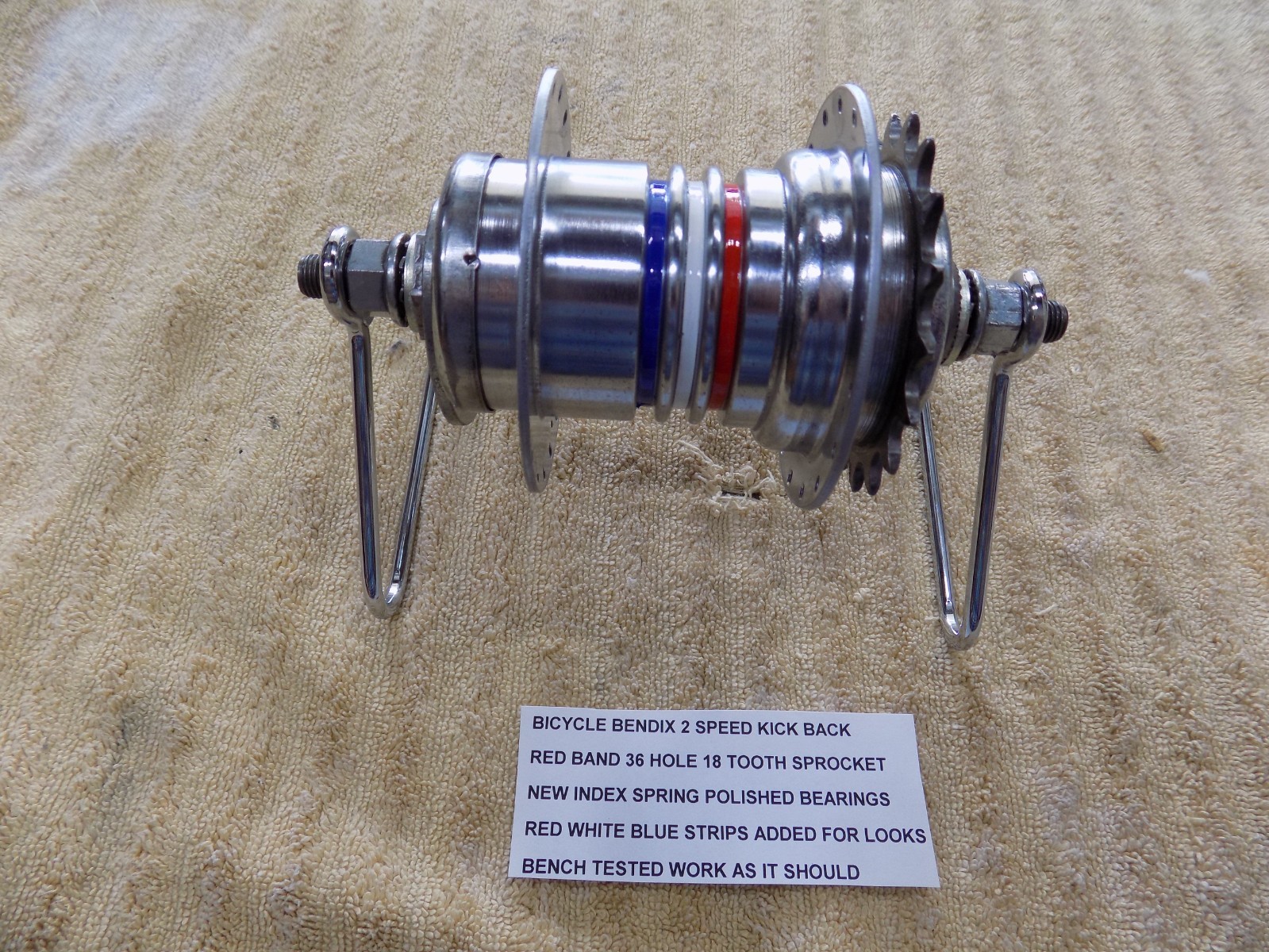 BICYCLE BENDIX 2 SPEED KICK BACK HUB RED BAND 36 HOLE REBUILT NEW INDEX SPRING 7