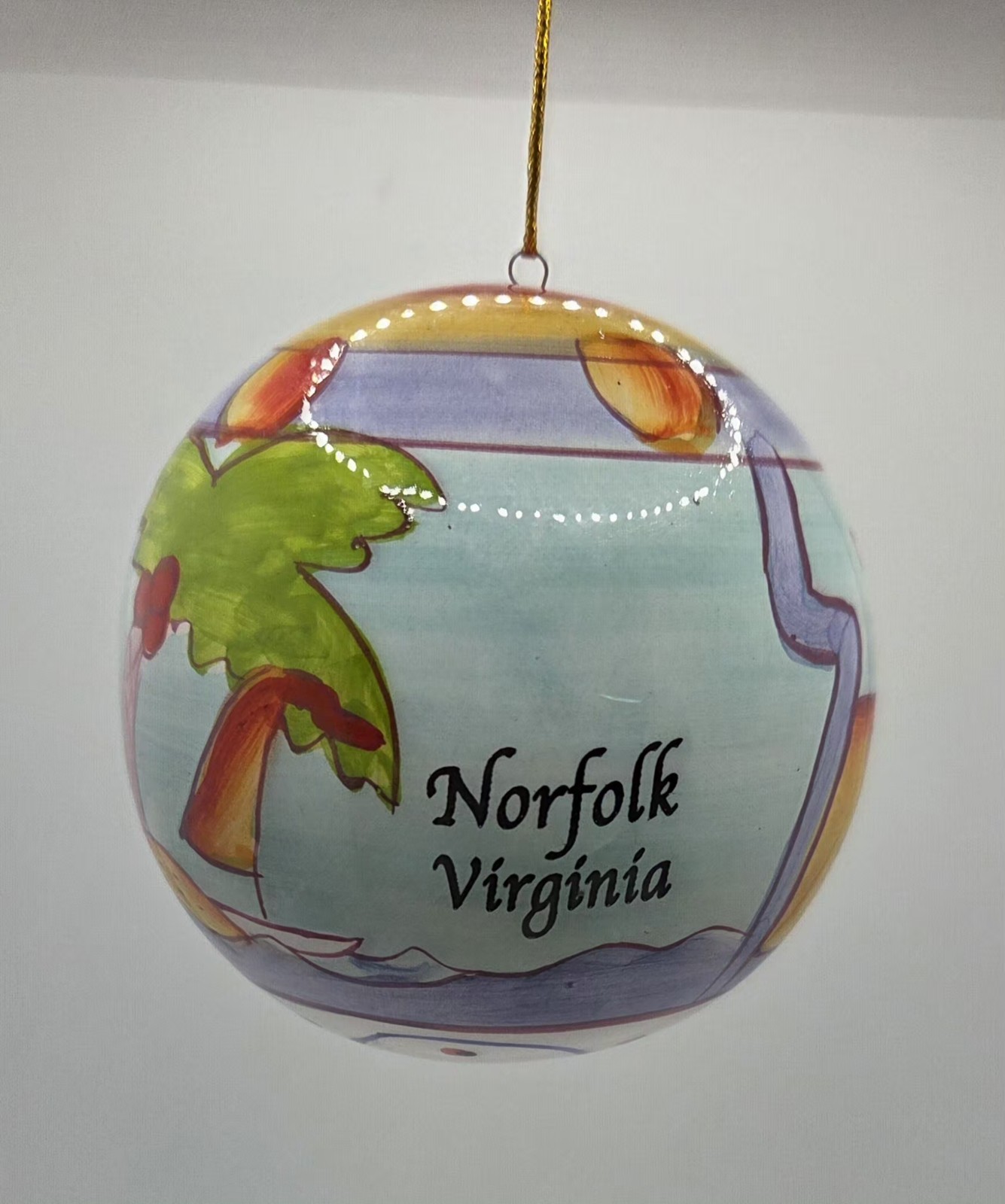 Vintage Travel Christmas Ornament Norfolk Virginia 