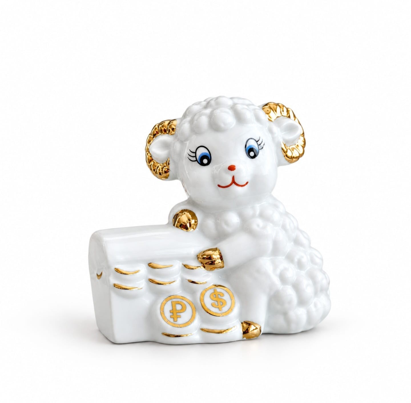 2027 Year of Goat Ceramic Sheep Figurine Money Coins Wealth Zodiac Gift Decor 🐑