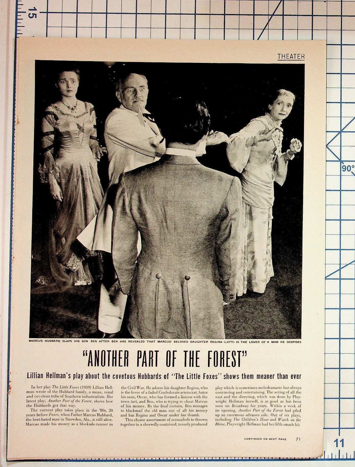 Lillian Hellman ANOTHER PART OF THE FOREST Play Review Magazine Page 1940s