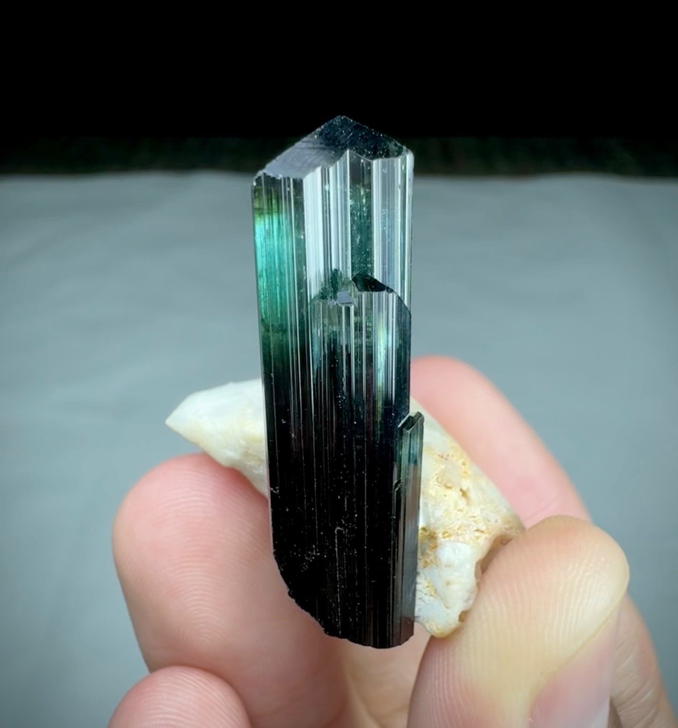 Natural bicolour tourmaline crystal on matrix from Afghanistan