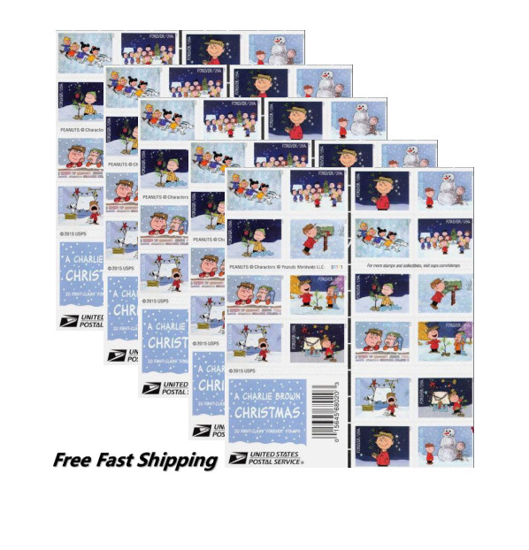 USPS 2015 A Charlie Brown Christmas 100 Pcs First Class 78¢ MNH,5 Sheets