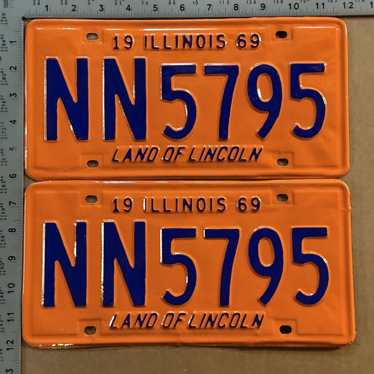 1969 Illinois license plate pair NN 5795 YOM DMV HIGH QUALITY RESTORED 24268 1969 Illinois license plate pair NN 5795 YOM DMV HIGH QUALITY RESTORED 24268