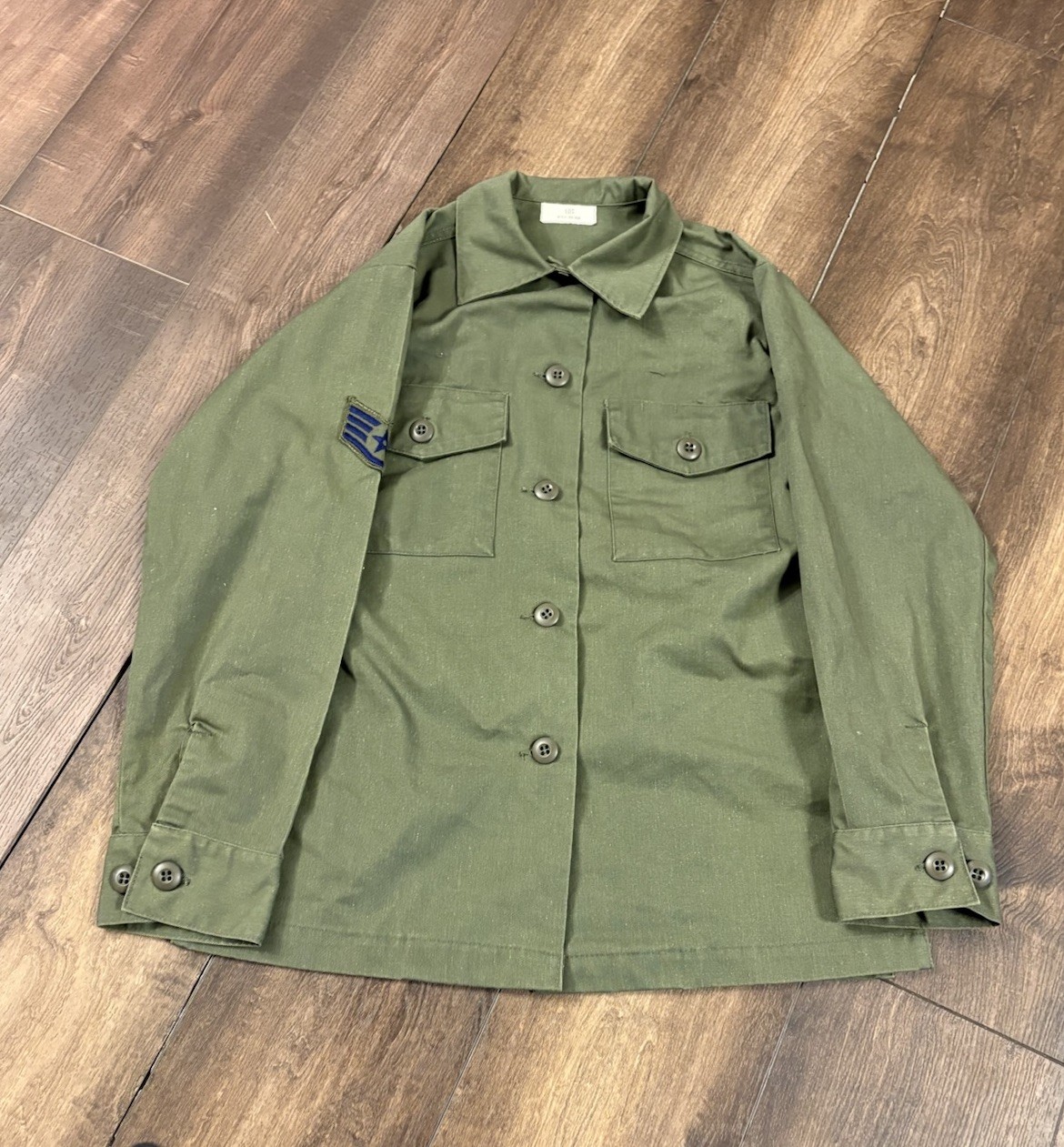 VTG US Military Shirt 17x24 Green Utility Dura Press OG 507 Air Force USAF Women