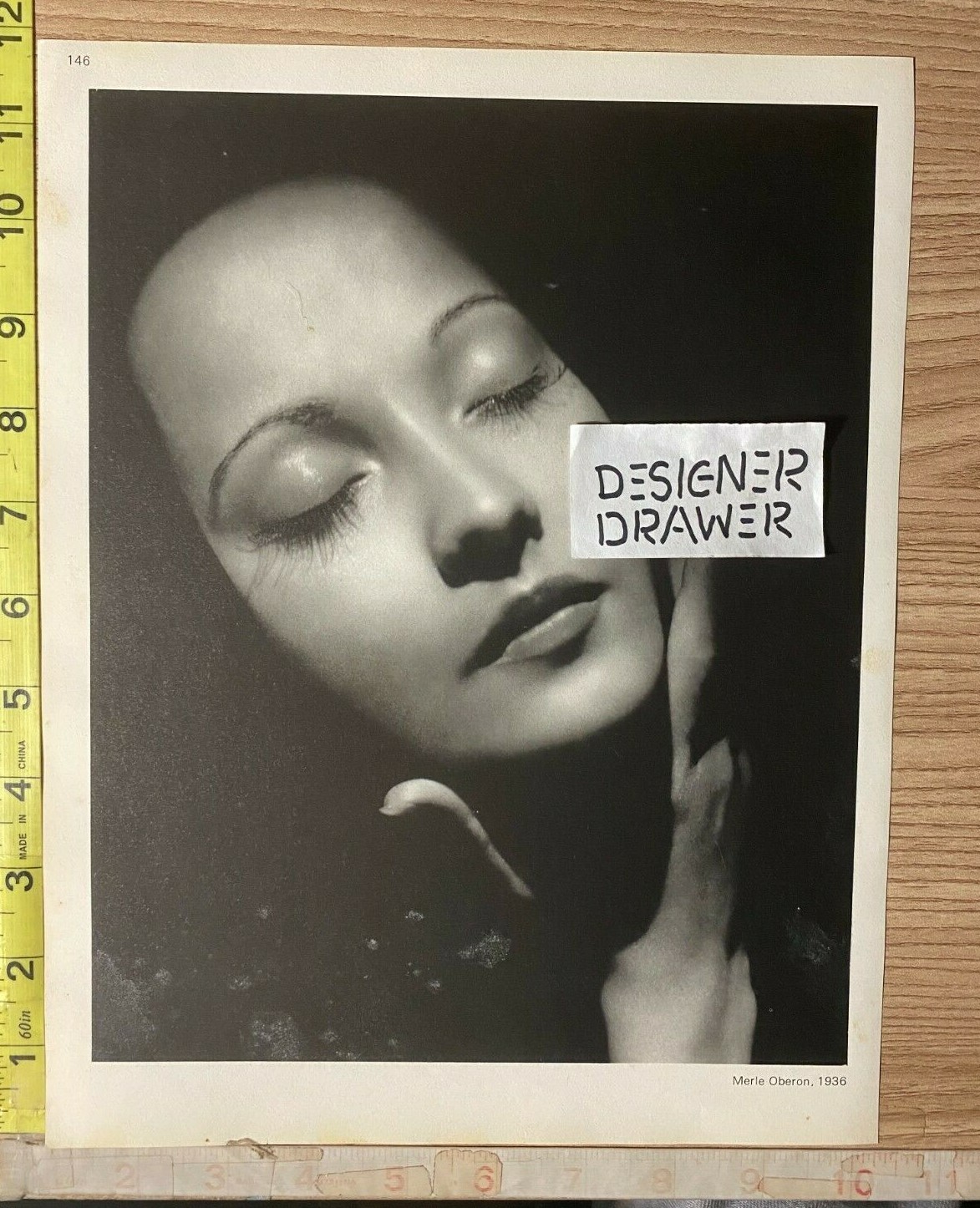 Merle Oberon 1936 Book Photograph Head Shot Eyes Closed