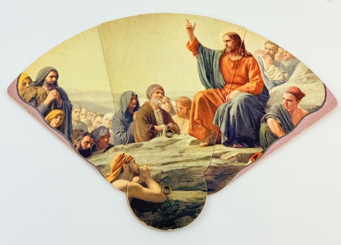 Vtg Summer's Funeral Home Boise Idaho Folding Advertising Fan Religious Jesus