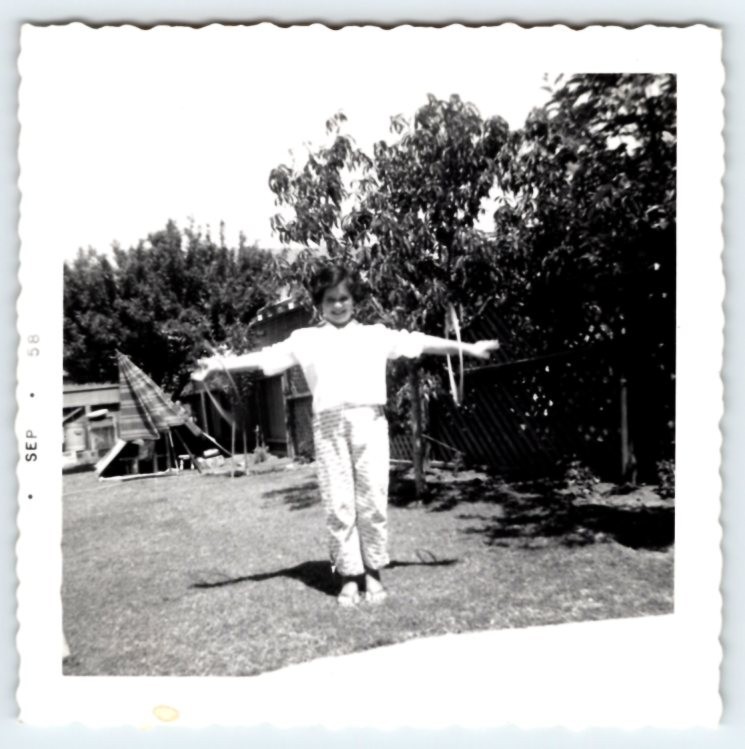 Vintage 1958 Photo Happy Girl With 2 Hula Hoops 1950\'s Found Art DST119