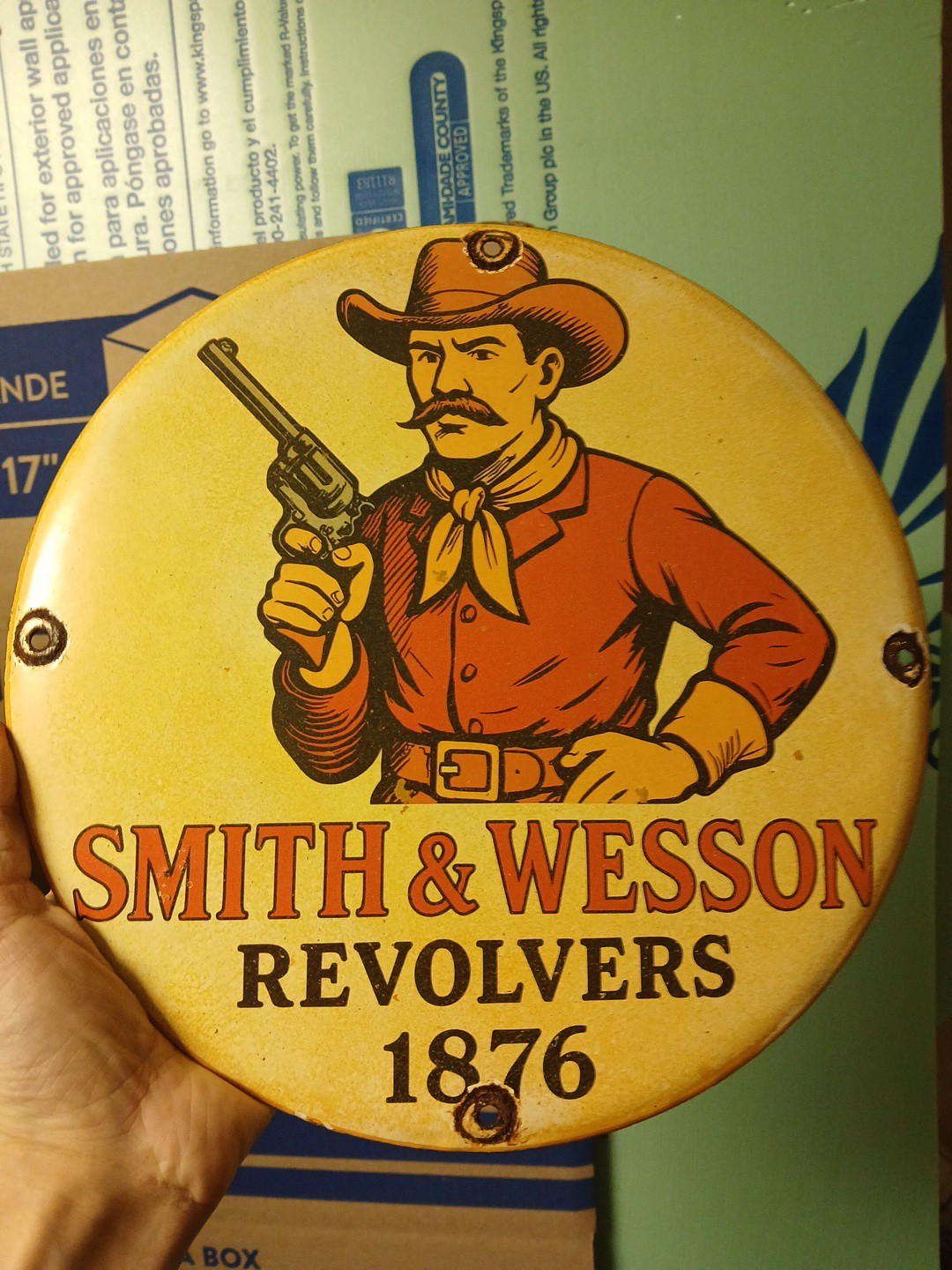 RARE SMITH & WESSON porcelain sign advertising vintage 12
