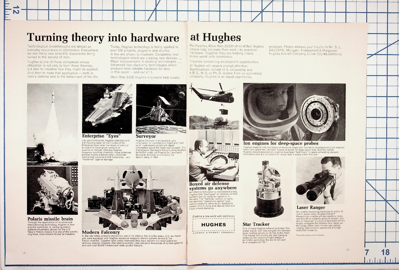 Vintage 1964 Hughes Aircraft Ad Space Race Military Tech Polaris Surveyor Ion Vintage 1964 Hughes Aircraft Ad Space Race Military Tech Polaris Surveyor Ion