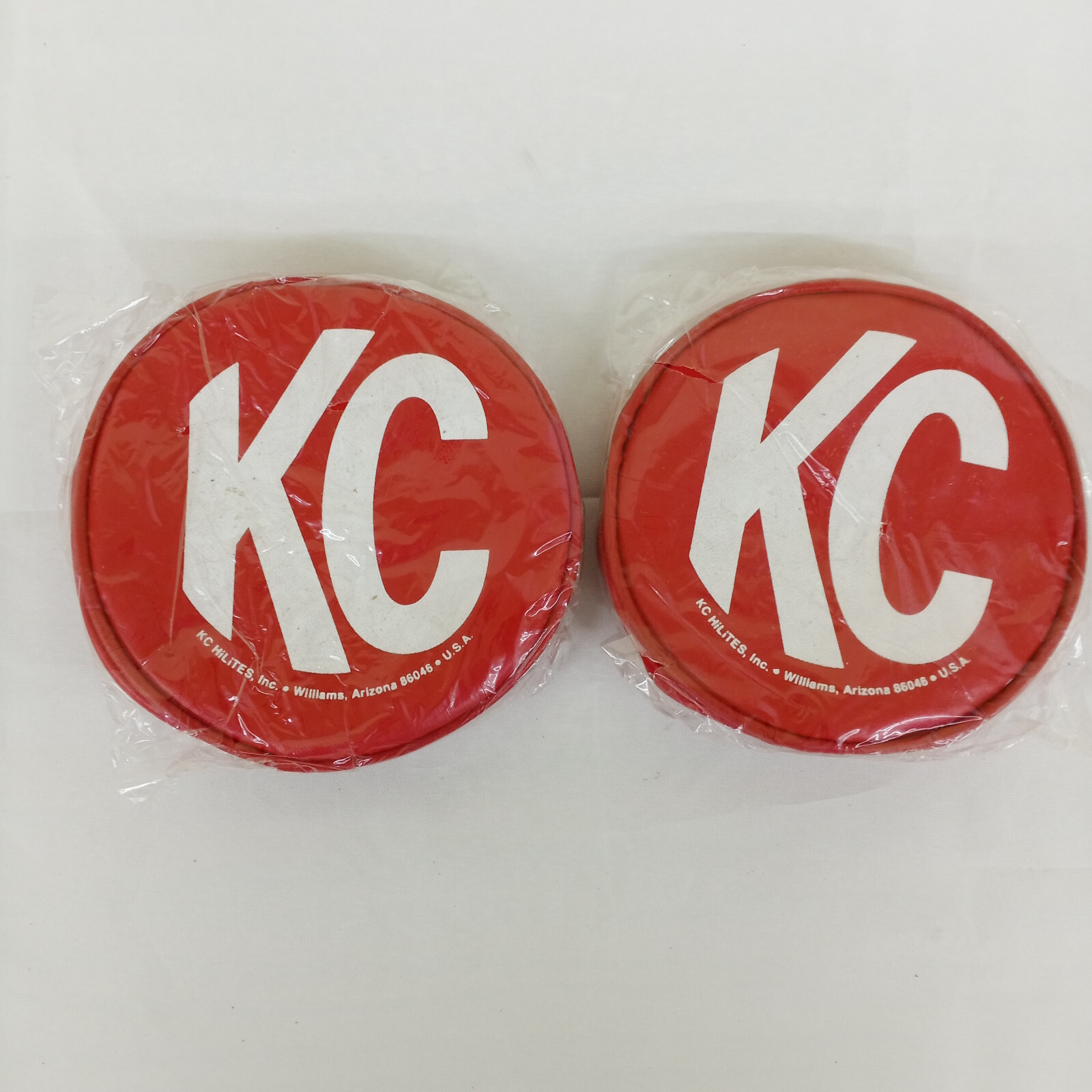 KC Hilites Vintage KC logo Light Covers Red Round 5'' NEW OLD STOCK Set of 2