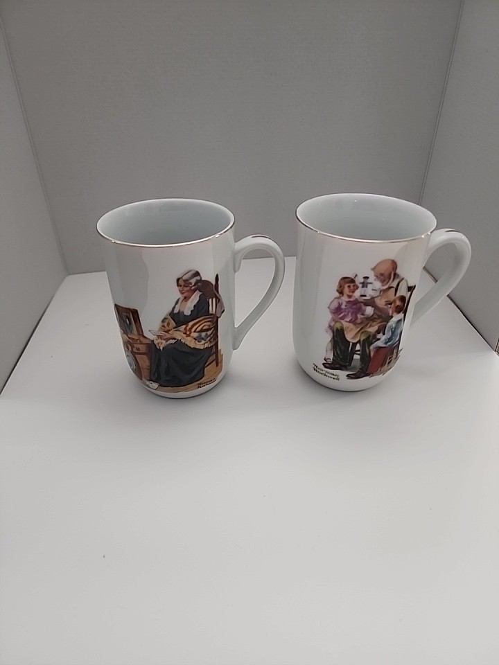 Norman Rockwell 1926 Saturday Evening Post Coffee Tea Cup Mug Set Of Two 1982