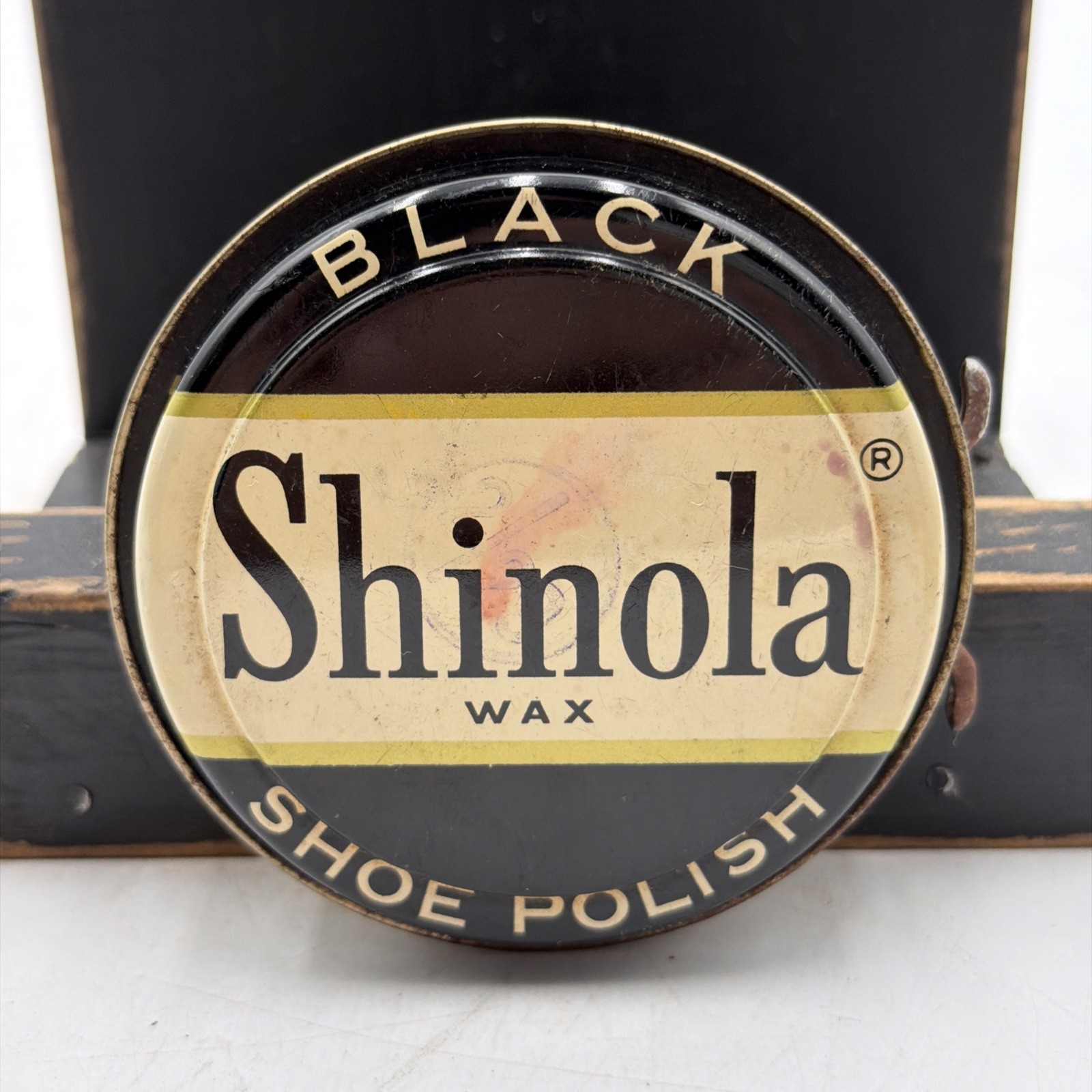 1950’s Tin Shinola Black Shoe Polish Wax Indianapolis IN USA Full