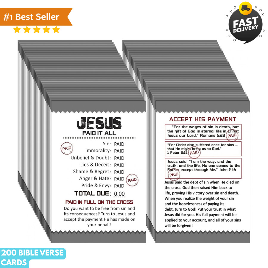 200 Gospel Tracts Salvation Cards KJV Bible Verse Pocket Size Inspirational