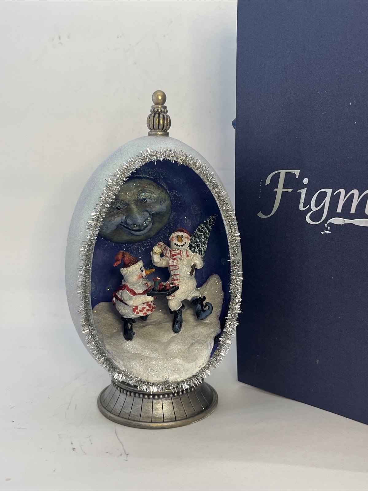 Silvestri Figments Lighted Snow Folks Christmas Ornament Bobbie T. Diorama Egg