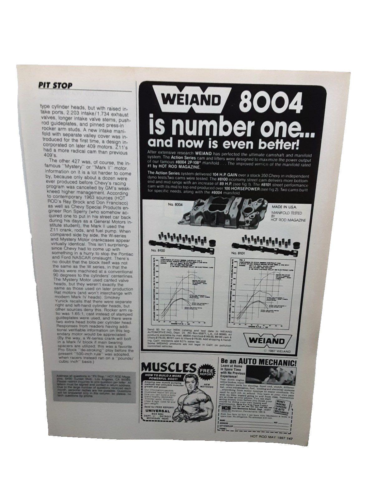 1987 Weiand 8004 Intake Manifold Hot Rod Print Ad Muscle Car Vintage Racing 1987 Weiand 8004 Intake Manifold Hot Rod Print Ad Muscle Car Vintage Racing